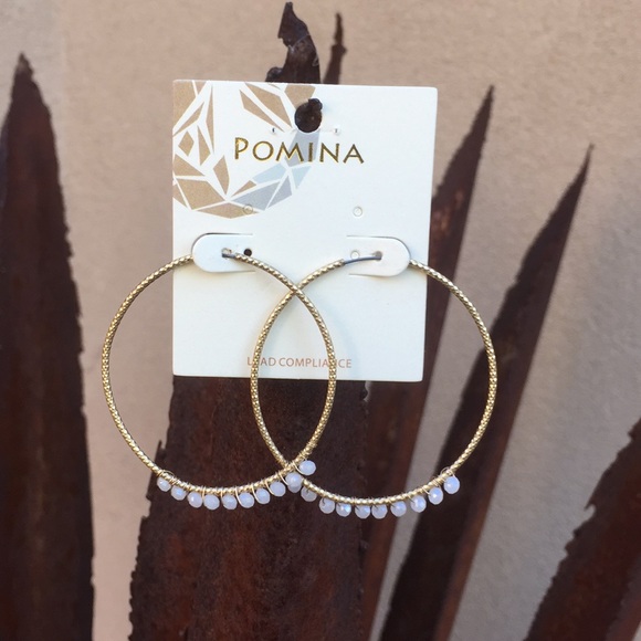 Pomina Jewelry - 3/$20{Pomina} Gold Color Hoops w/White Stones